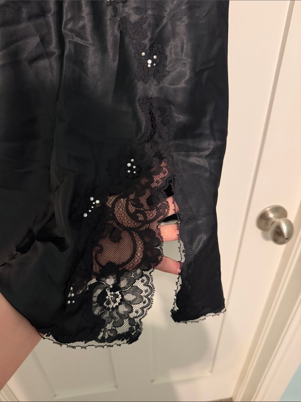 Vintage Victoria’s Secret Black Satin A-Line Slip Dress Tunic with Sequin Detail - Picture 8 of 8